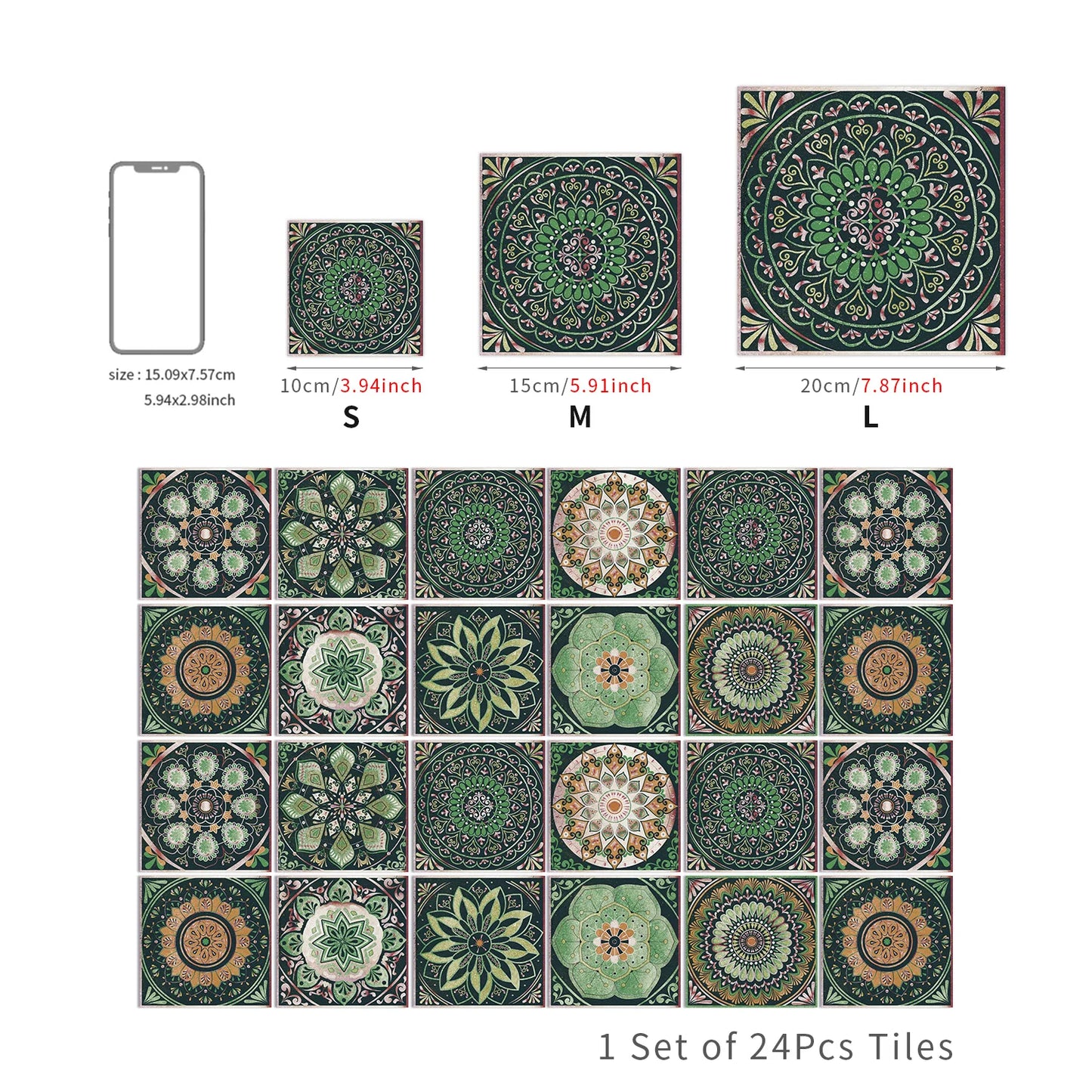 Set of 24 Moroccan Tile Stickers