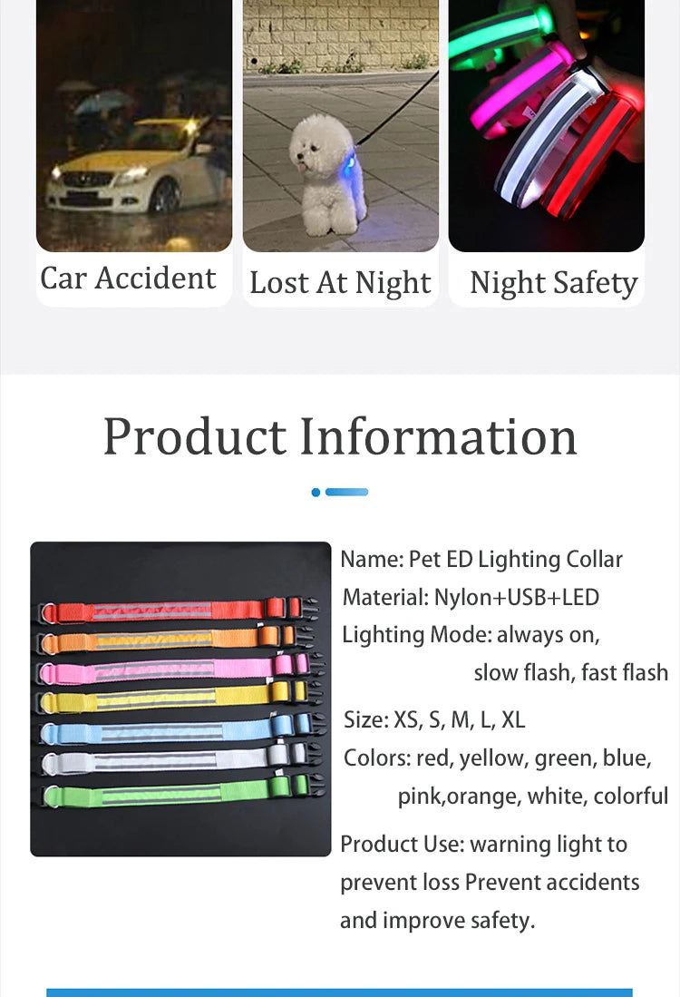 Reflective Night Safety Dog Collar